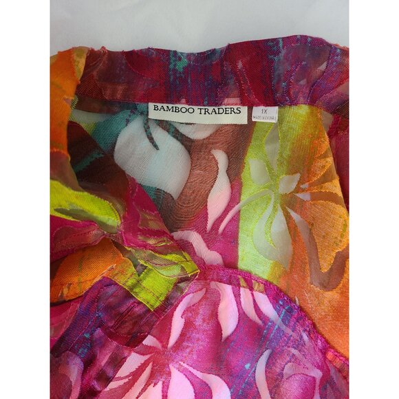 Bamboo Traders Long Sleeves Womens Shirt Top Multicolor Pink Size 1X A180 - Picture 7 of 11